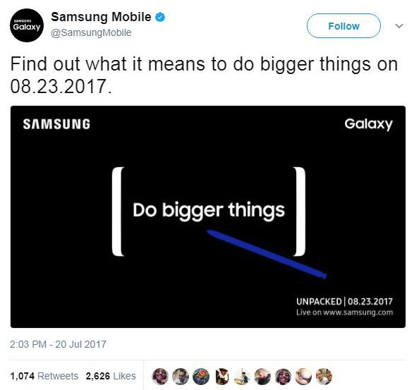 Samsung Mobile on Twitter- -Find out what it means to do bigger things on 08 23.2017. https—t.co-xsbqdP0QBM-